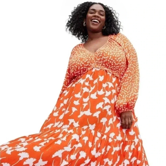 NWT Women's V-Neck Ginkgo Cherry Tomato
Maxi Dress - DVF for Target 1X - Picture 3 of 9